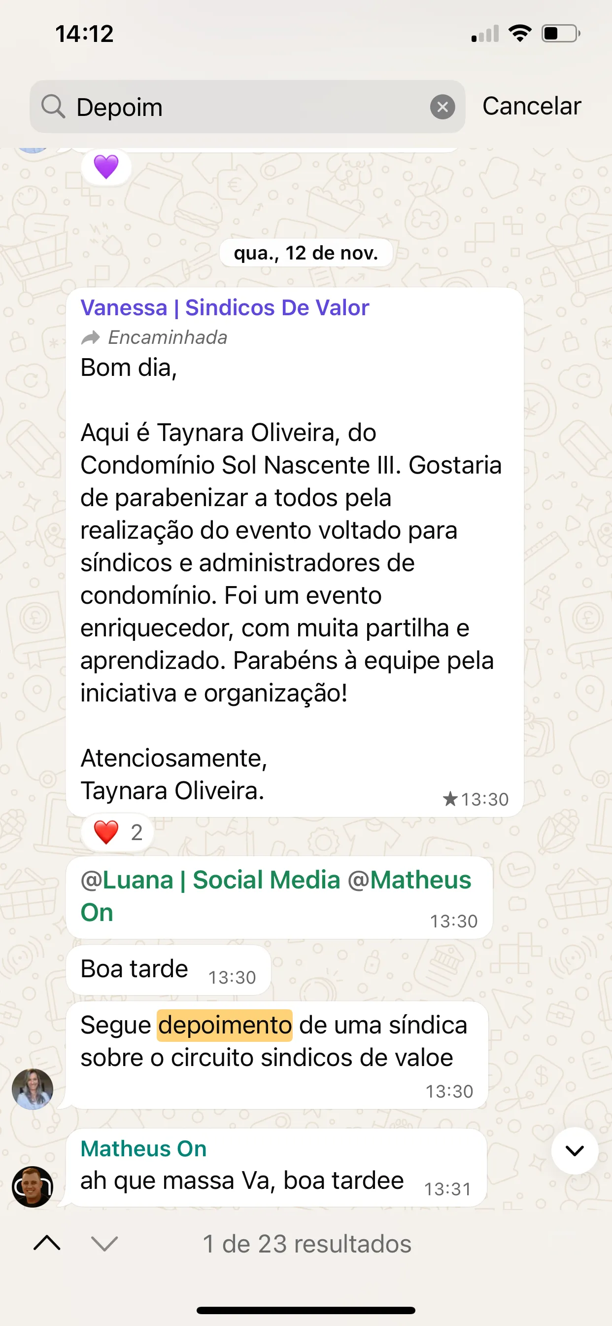 Depoimento Real